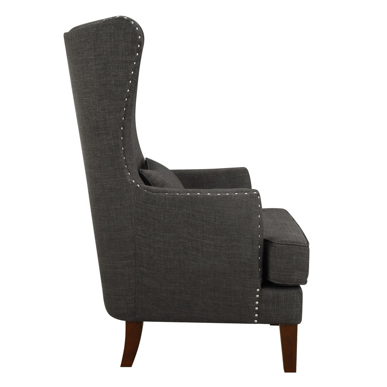 Kori upholstered high discount back taupe accent chair